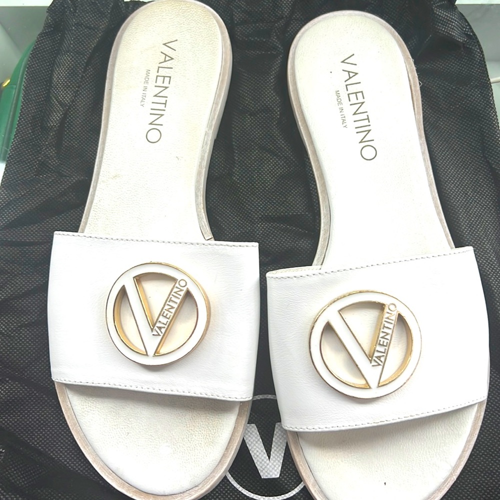 White Valentino flat sandals